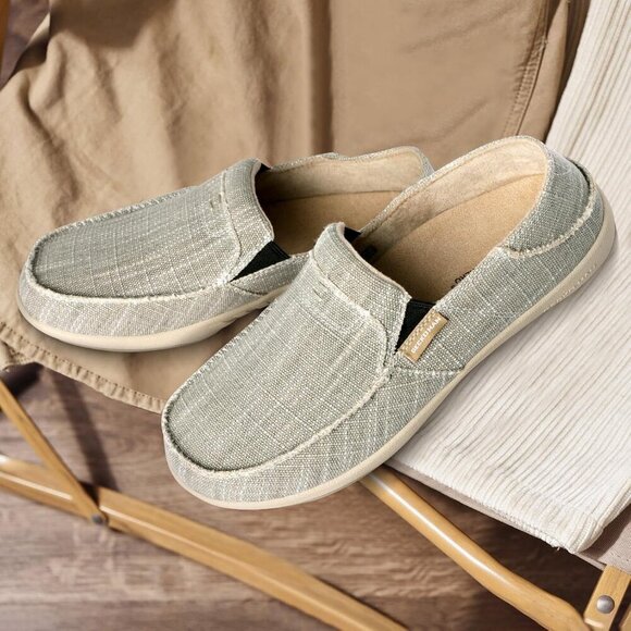 〽️Men\'s Grey Slip On Canvas Loafers Arch Support Orthopedic Walking Shoes main image 5